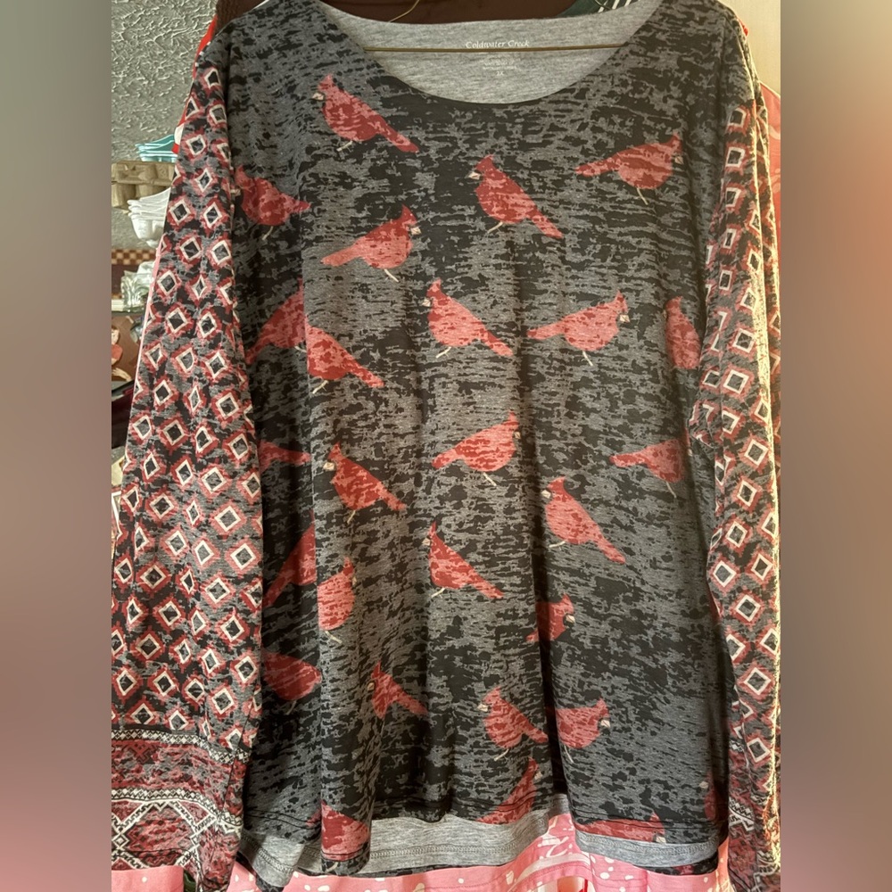 Coldwater Creek Black and Red Long Sleeve Top